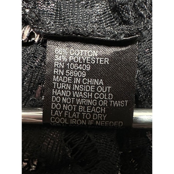 Antonio Melani Top Women XS Black Metallic Silver 3/4 Sleeve Peplum Lace Holiday - Picture 8 of 10